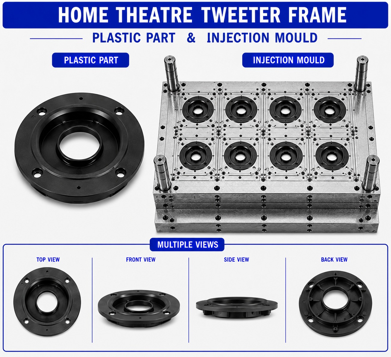 Home Theatre Plastic Tweeter Frame Mould and Moulding Service